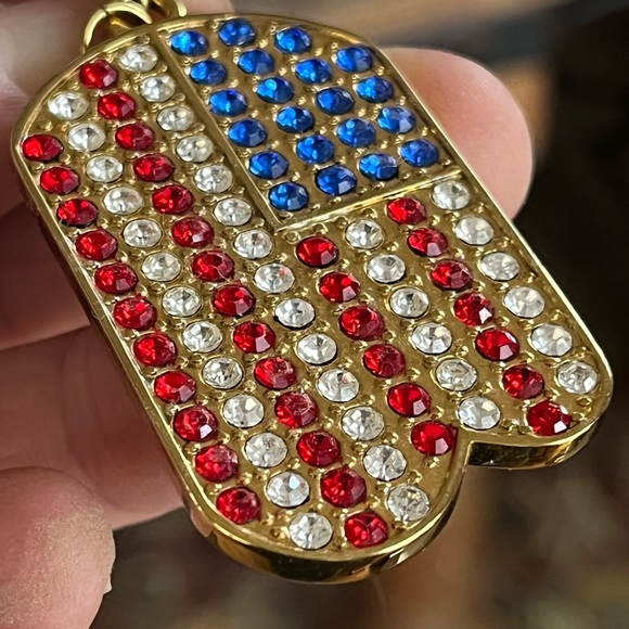 American flag rhinestone pendant, vintage - Picture 2 of 7